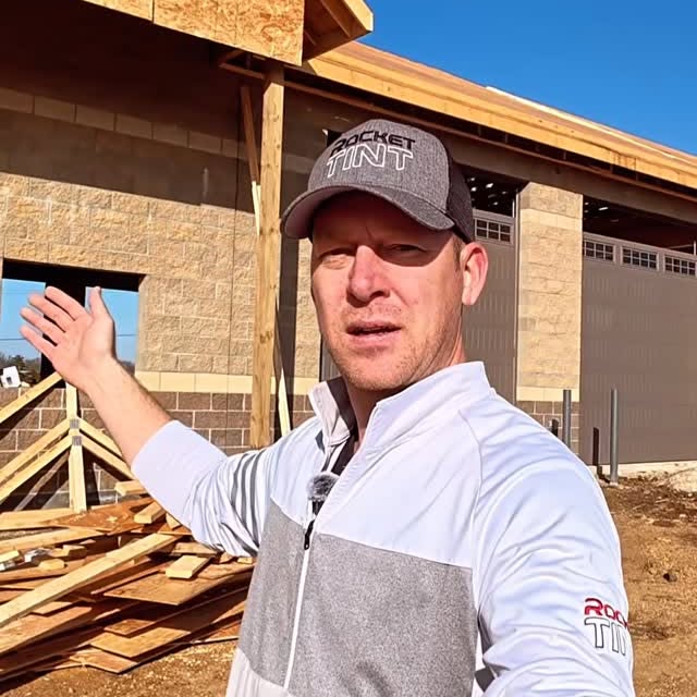 Karl Flecke on-site at the new Rocket Tint location under construction